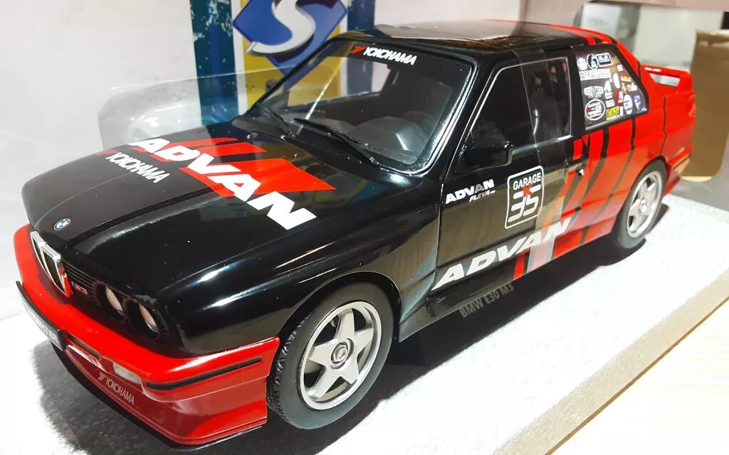 Diecast 1990 BMW E30 M3 Black and Red with Graphics ADVAN Drift